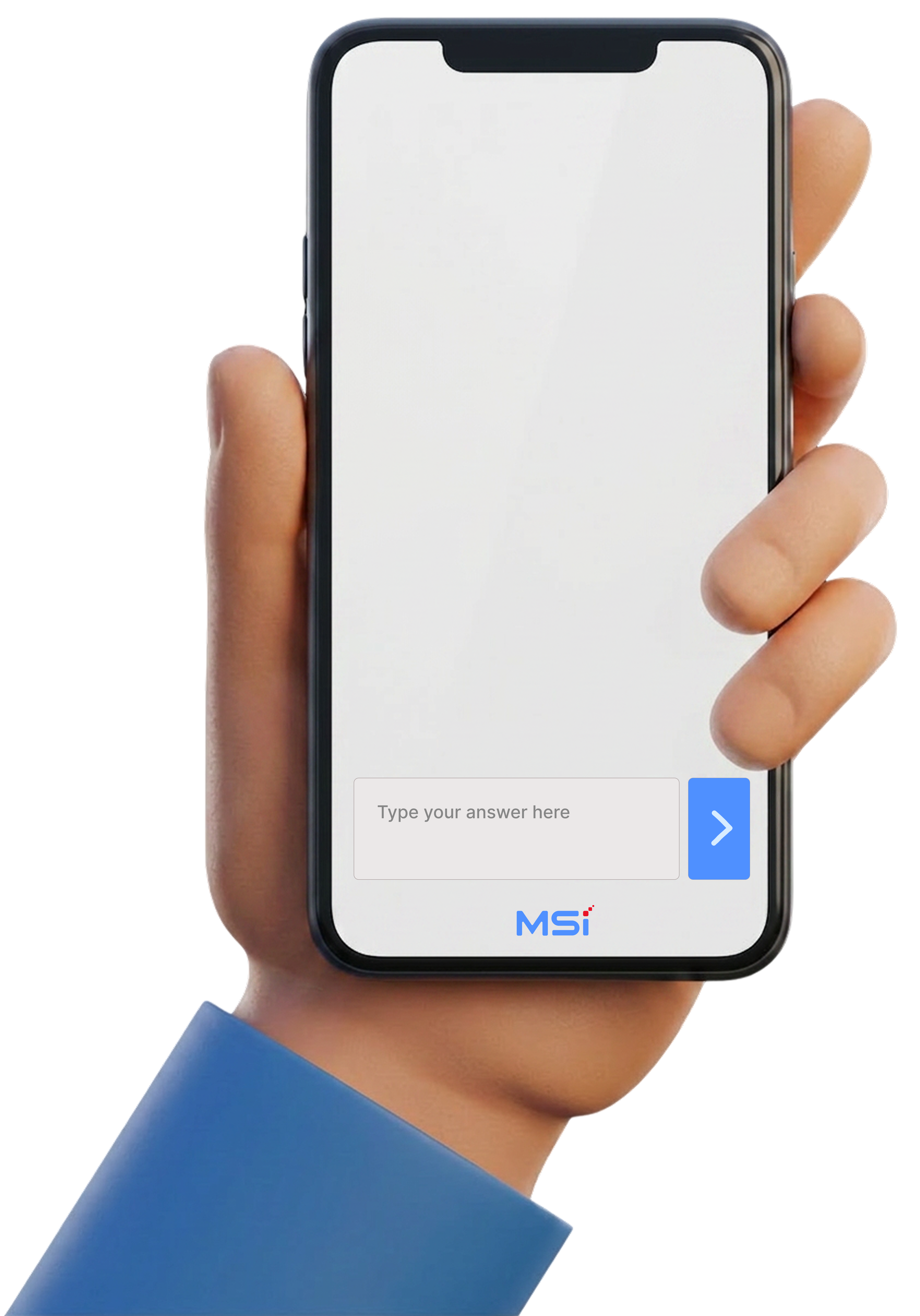 Telefoon met MSI-enquête waarin AI doorvraagt
