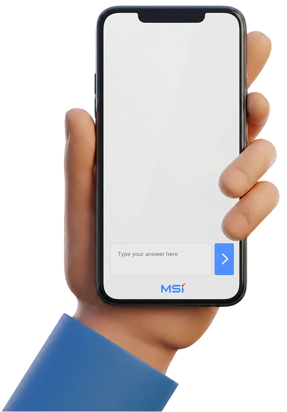 Telefoon met MSI-enquête waarin AI doorvraagt